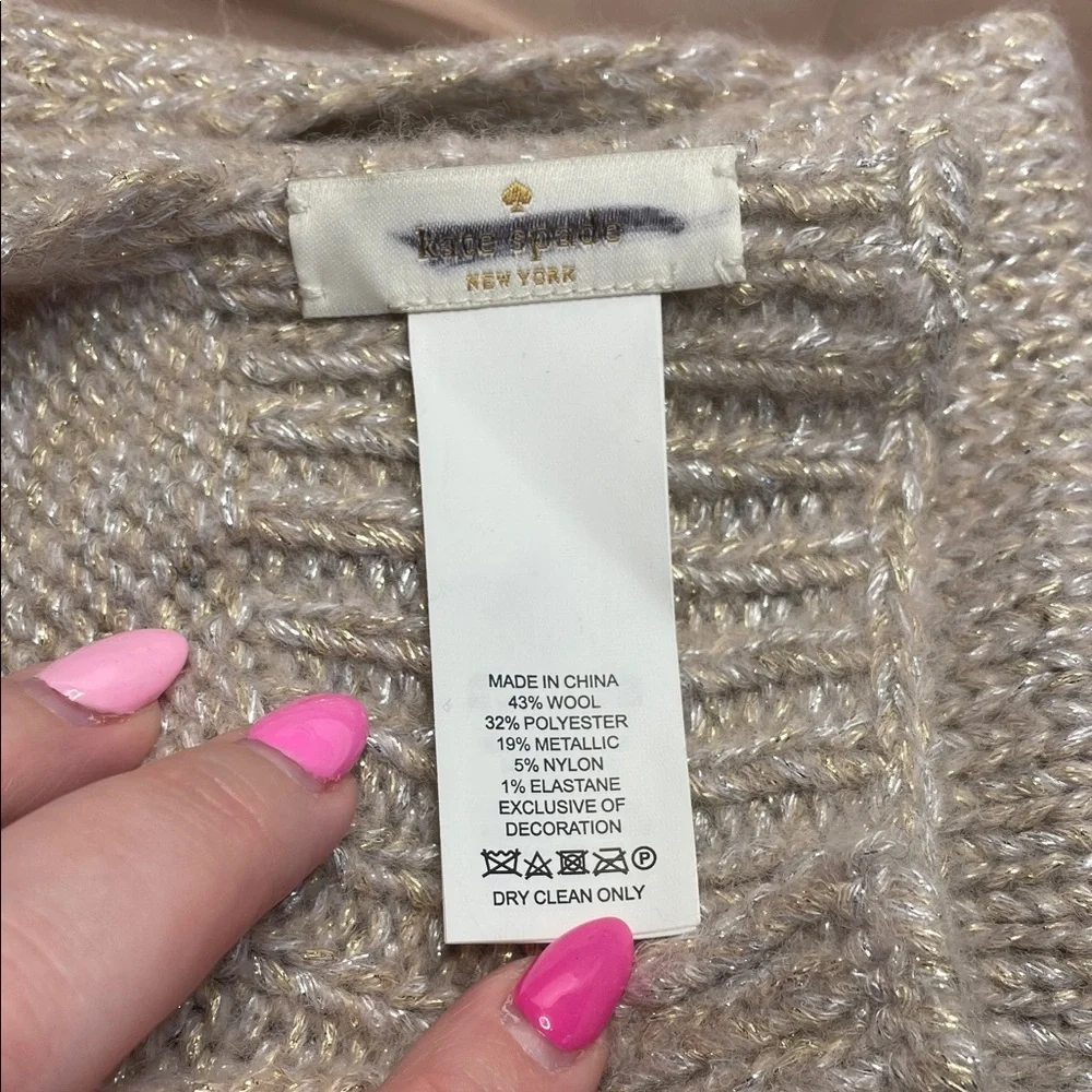 kate spade Cream Knit Scarf with Black Bow Accents